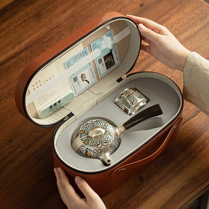 Silver Gilded Tea Set Package Gift Box