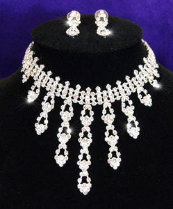 Bridal Wedding Crystal Necklace Earrings Set XS1023-0