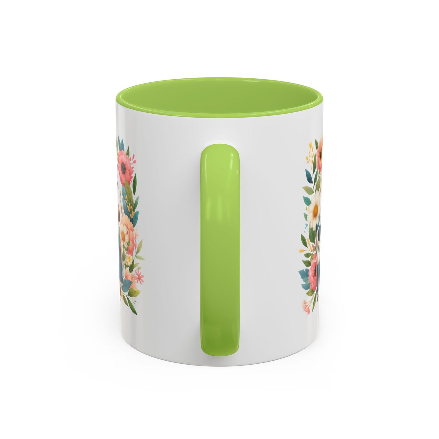 A Day with Mom Accent Coffee Mug - Floral Design, Gift for Mom, Mother's Day, Family Moments, Coffee Lover