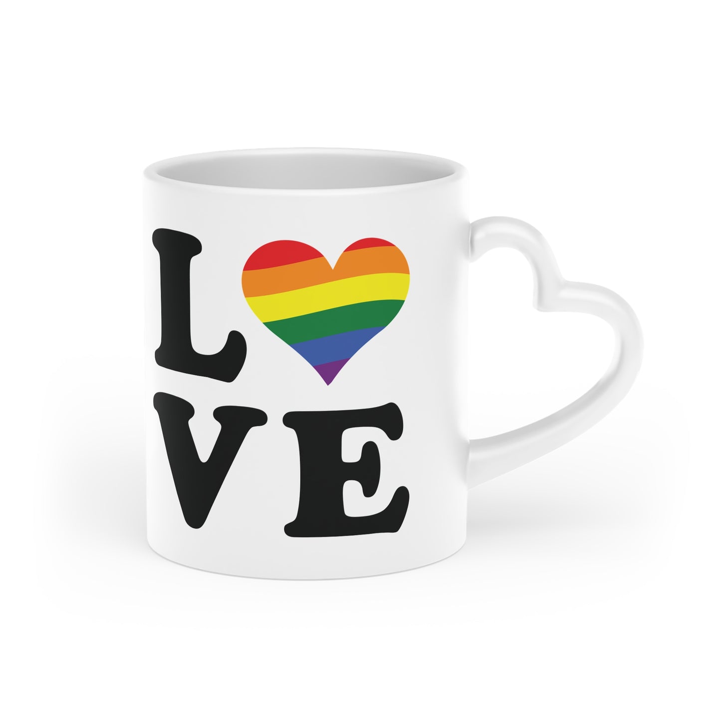 Rainbow Love Heart-Shaped Mug - Perfect for Pride and Everyday Coffee Enthusiasts