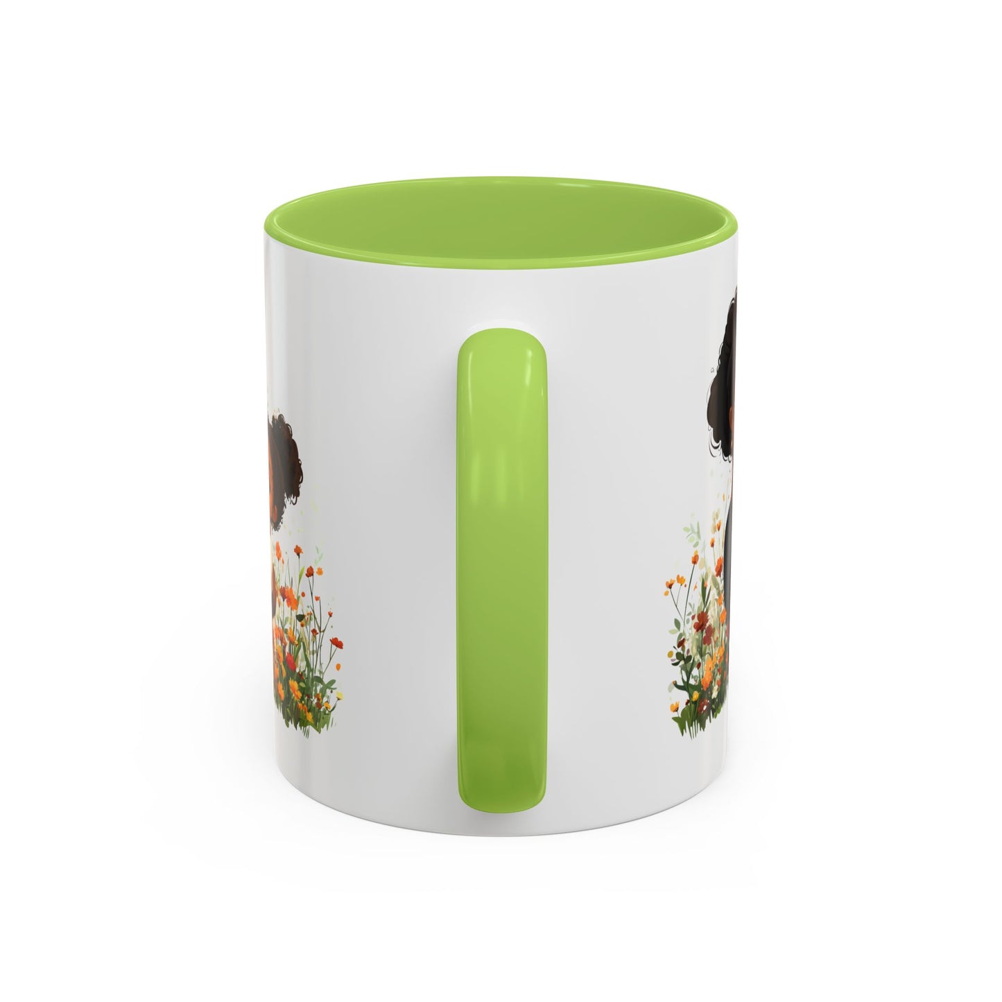 Floral Family Accent Coffee Mug, Black Handle Mug, Mama and Child Gift, Mother's Day, Cozy Home Decor, Cute Coffee Cup