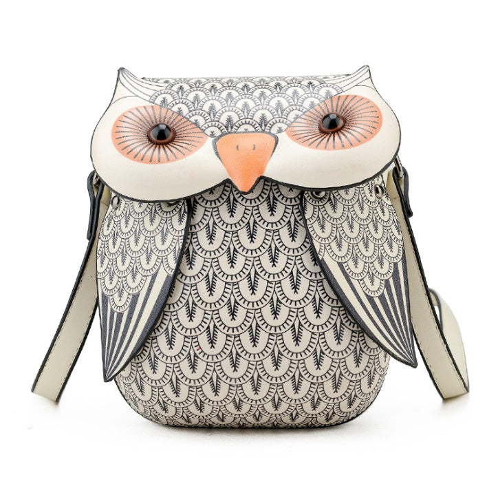 Three-dimensional owl mobile phone bag shoulder diagonal package female new summer Korean fashion pu printing small bag