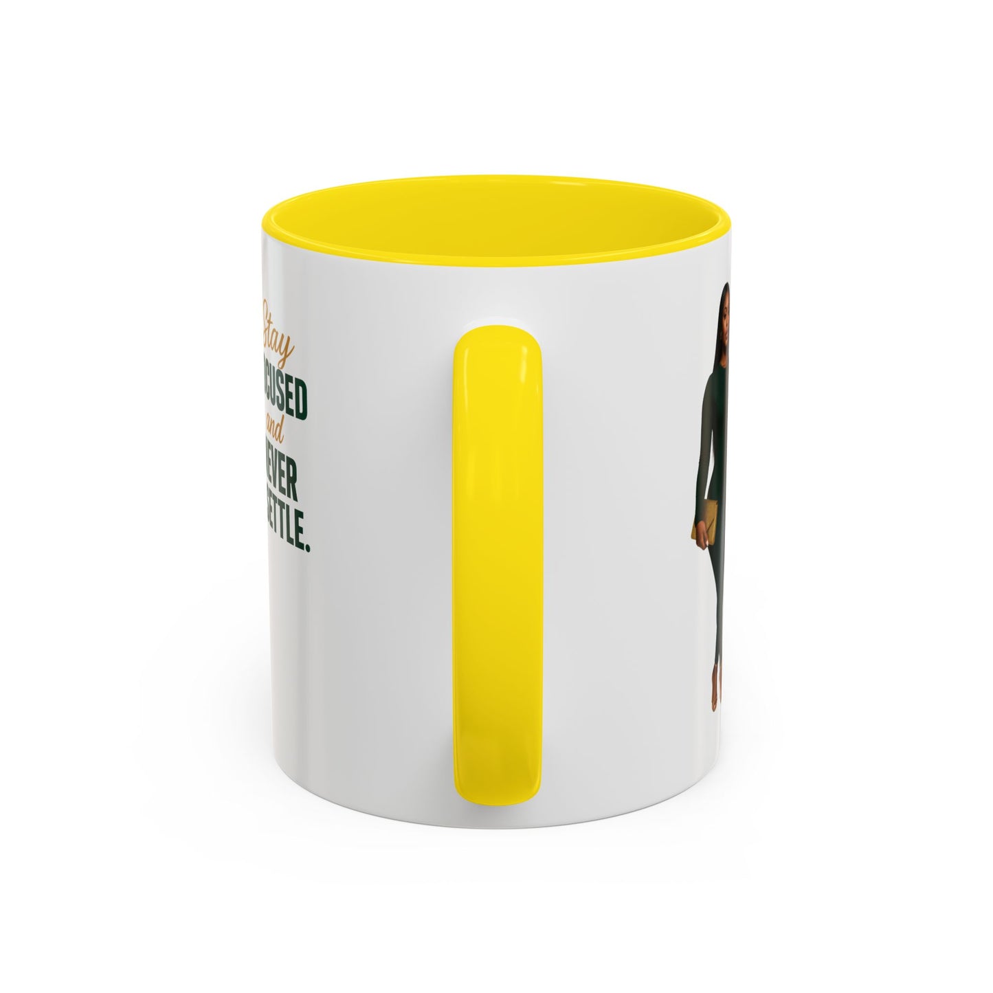 Motivational Accent Coffee Mug - Stay Focused and Never Settle | Inspirational Gift, Coffee Lover, Office Decor, Home Kitchen