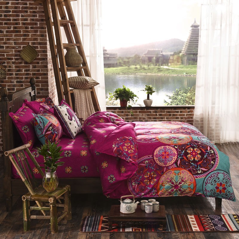 Printing Kit Imitation Cotton Ethnic Style, Bedding, Home Textiles, Three Quilt Covers