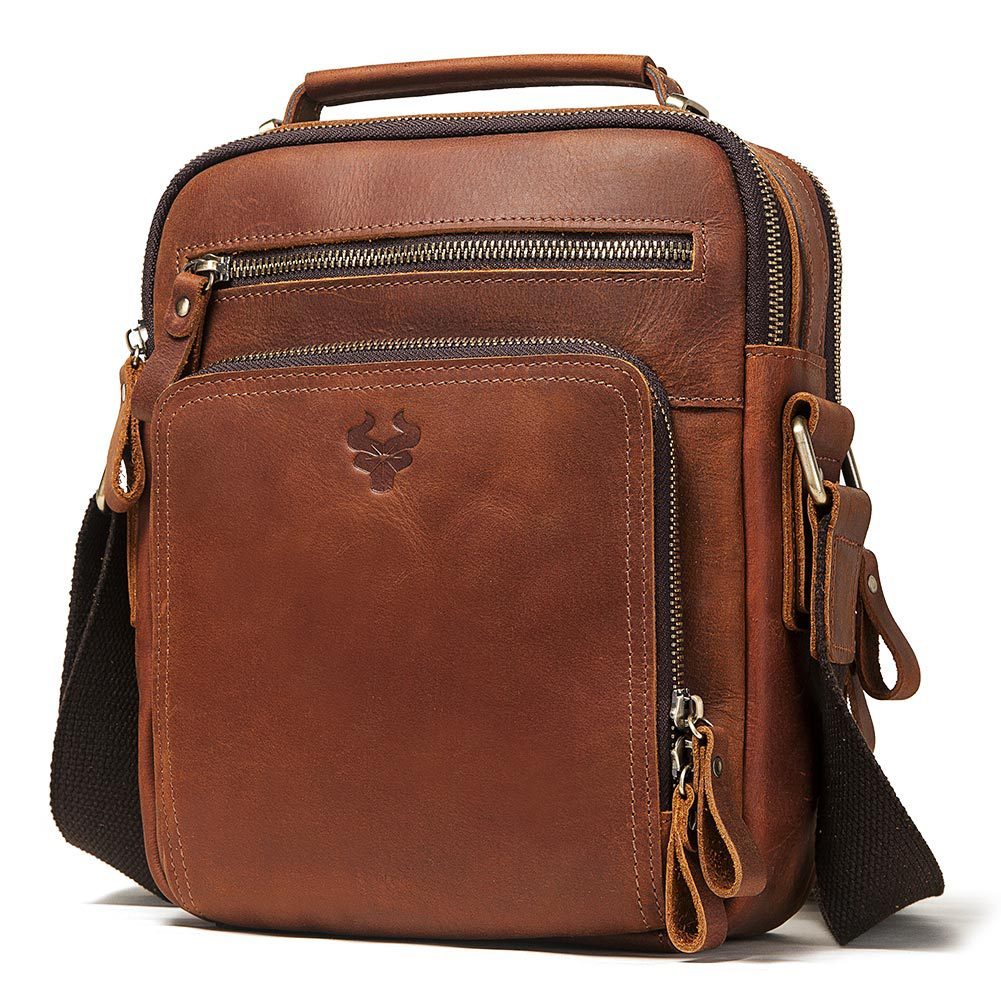 Men's Leather Single-shoulder Crazy Horse Leather Crossbody Bag