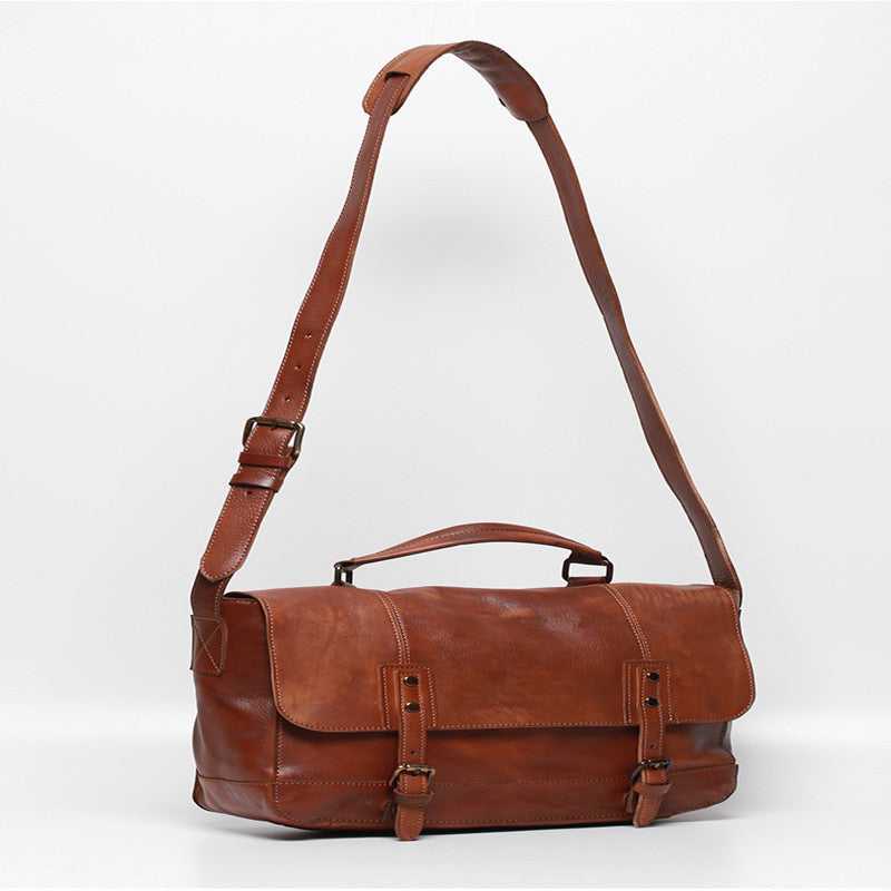 Polished Vintage Leather Top Layer Cowhide Messenger Bag