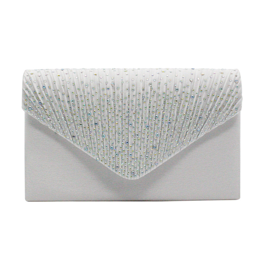 Satin Hot Drilling With Cover Dinner Bag European And American Clutch Chain Cross-shoulder Bag