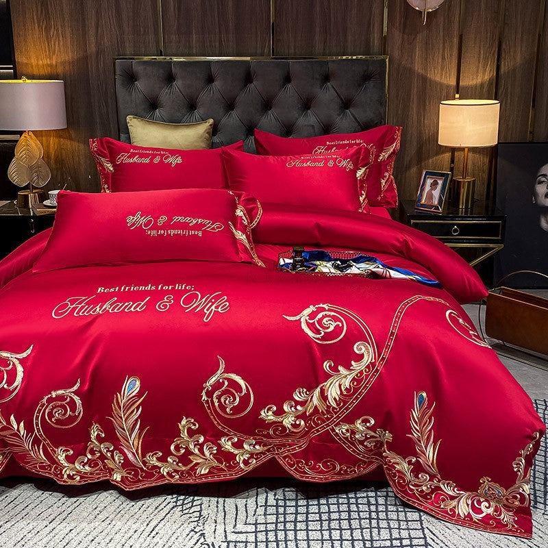 Ensembles de couette en soie de glace draps de lit ensemble de quatre pièces