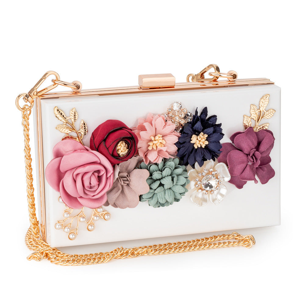 Transparent small square bag three-dimensional flower bag