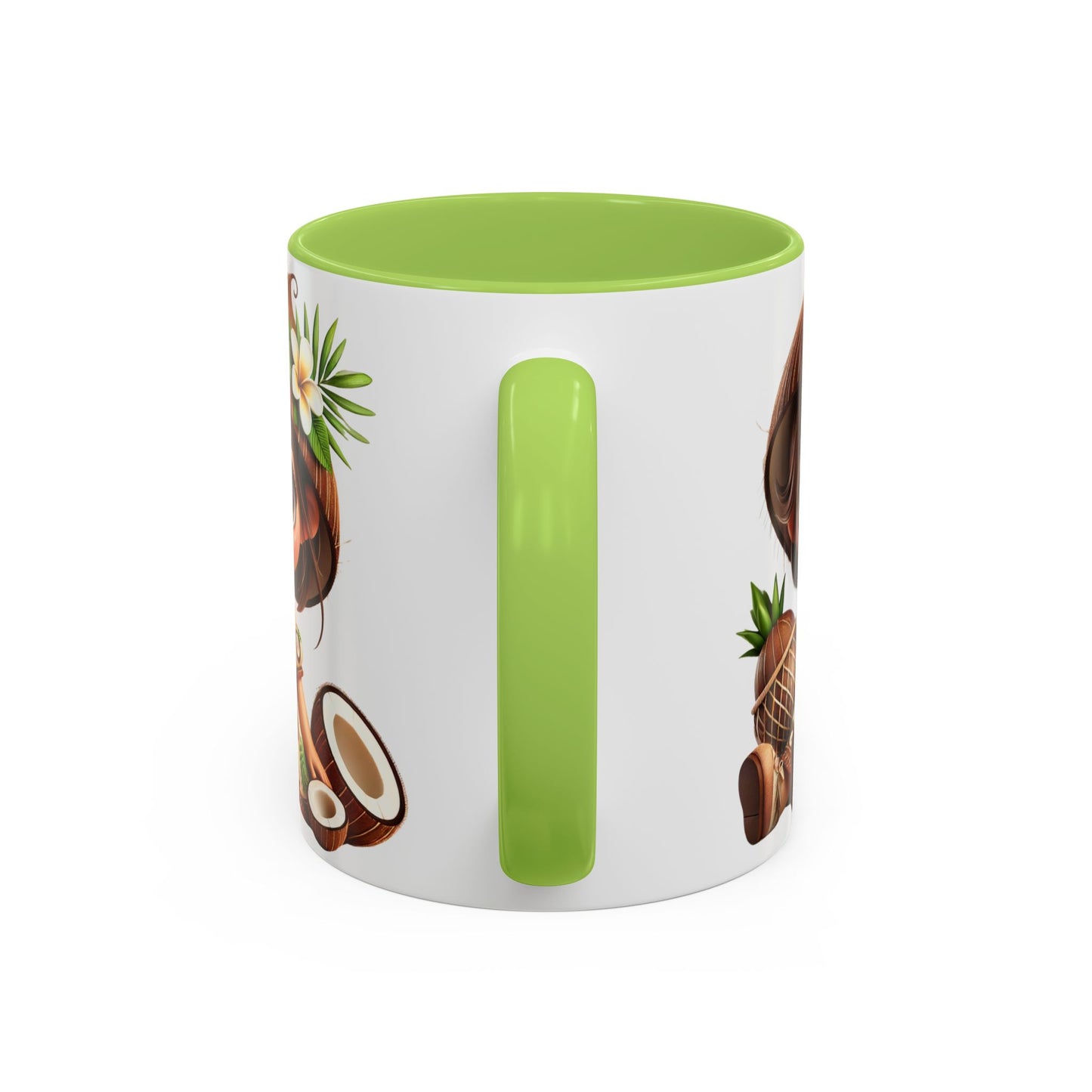 Tropical Kid's Accent Coffee Mug - Cute Animated Design with Pineapple & Coconut