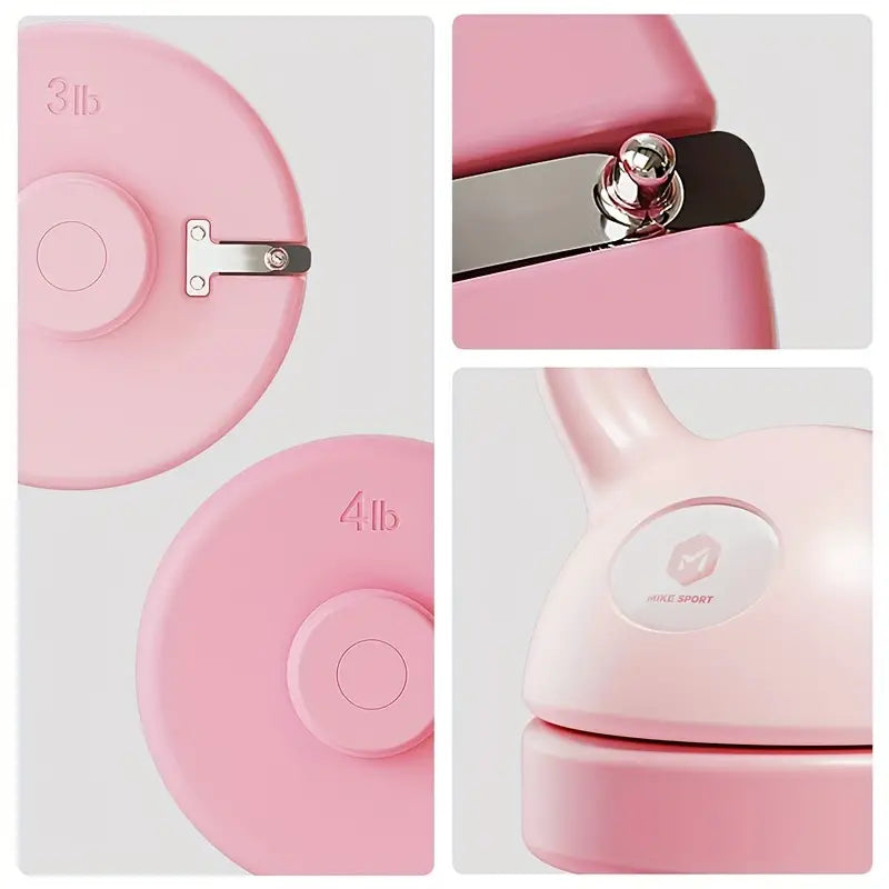 Adjustable Weight Kettlebell - 12lb Versatile Fitness Essential(Pink)-4