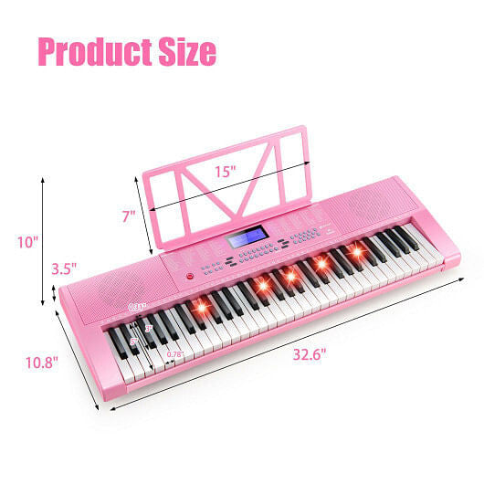 61-Key Electric Piano Keyboard for Beginner-Pink-4