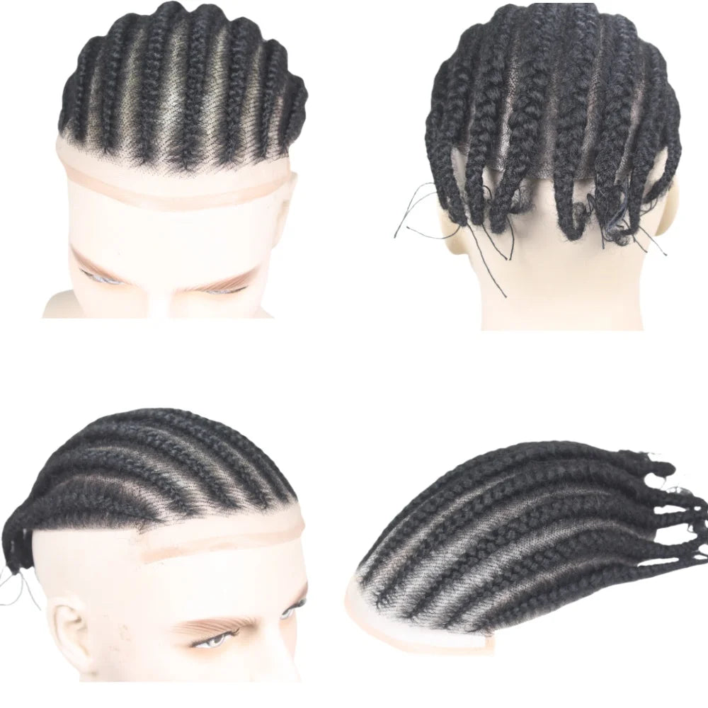 Perruque tressée en dentelle unisexe Q6, système de qualité médicale 100% cheveux humains, respirant sans colle pour hommes et femmes Hive JFA & TA Store