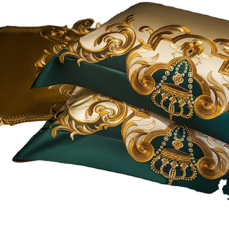 Villa de luxe style européen quatre pièces ensemble de literie haut de gamme élégant Satin brodé drap de lit couvre-lit quatre 60 pièces ensemble