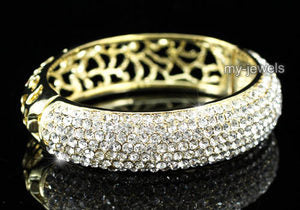 Wedding Gold Bangle Bracelet use Swarovski Crystal XB043-0