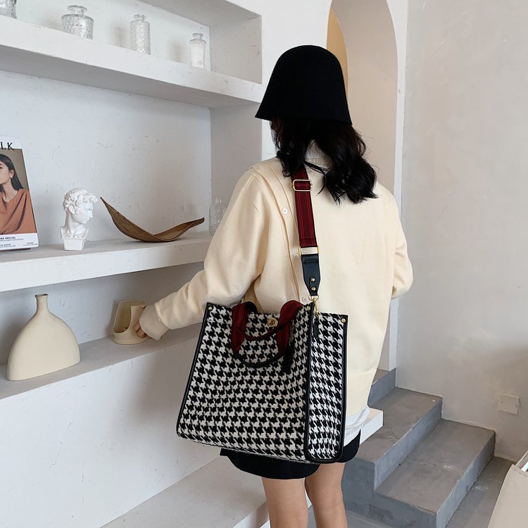 Fashion One Shoulder Canvas Plaid Handbag