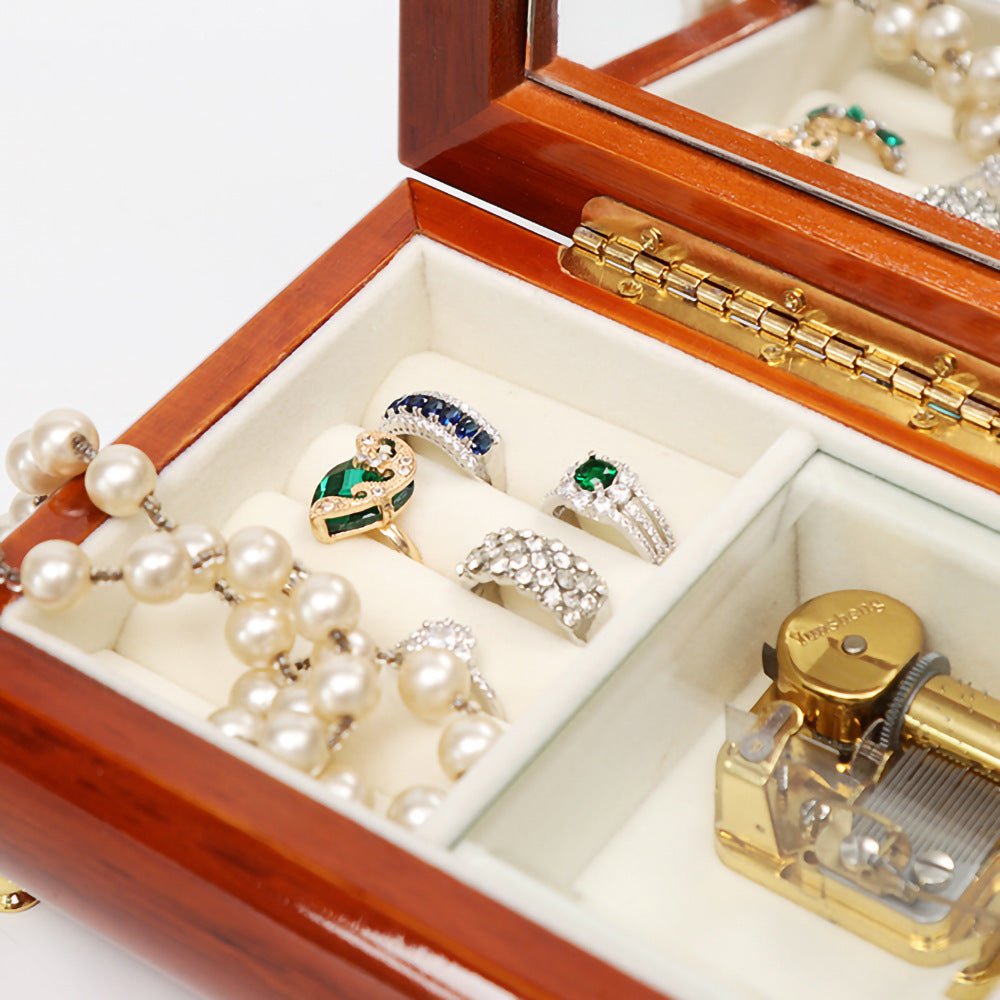 European Style Neoclassical Solid Wood Jewelry Music Box