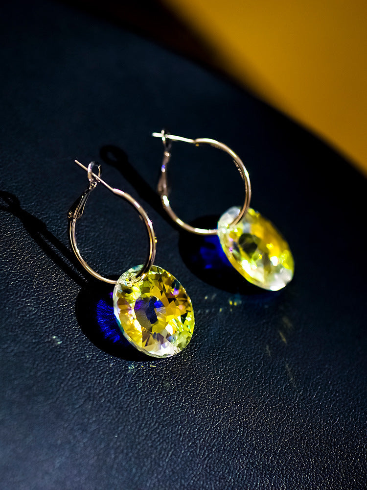 Silver-plated Needle Ornament Women's Crystal Earrings