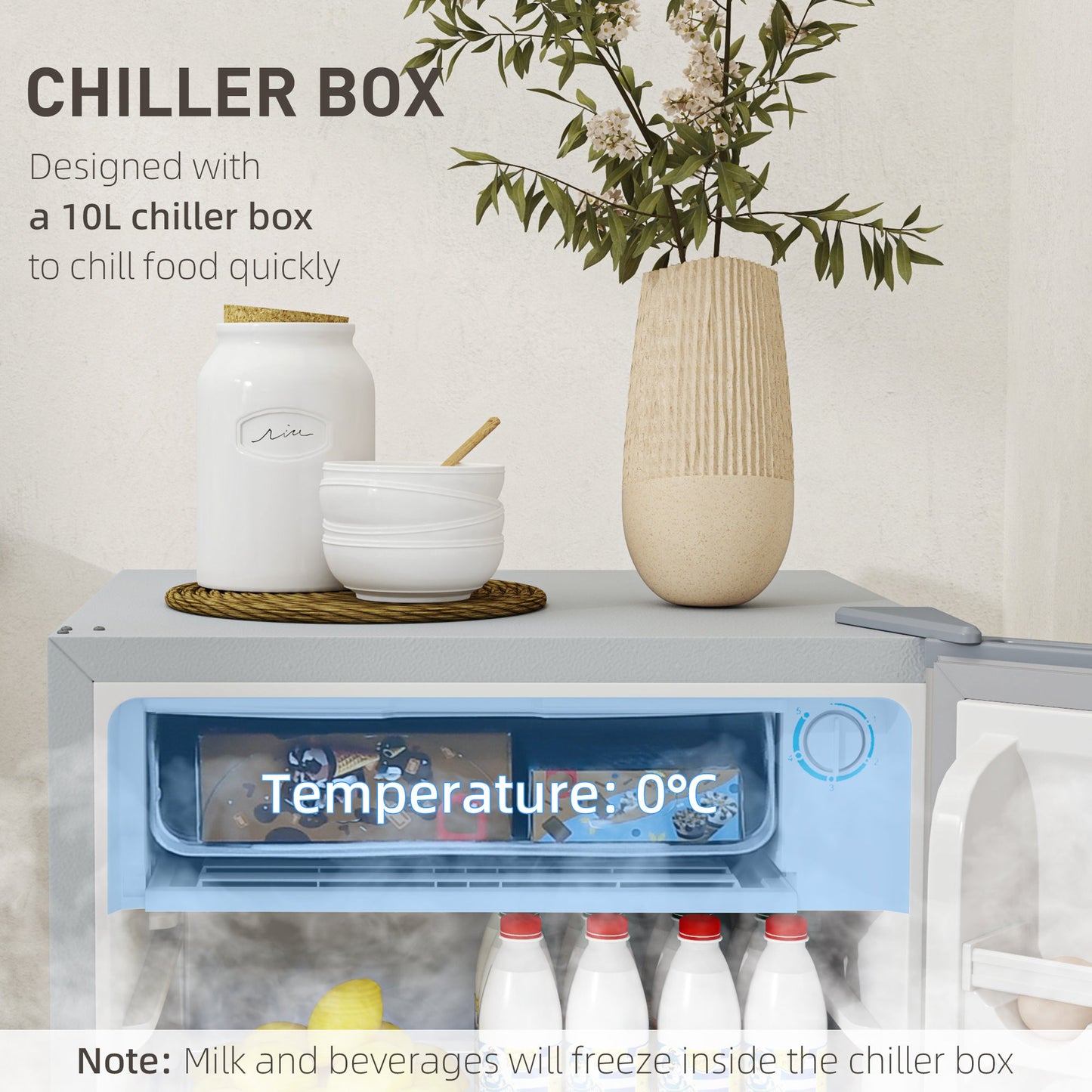 91L Freestanding Under-Counter Fridge with Lock - Grey-4