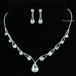 Wedding 10 Carat Crystal Necklace Earrings Set XS1191-0