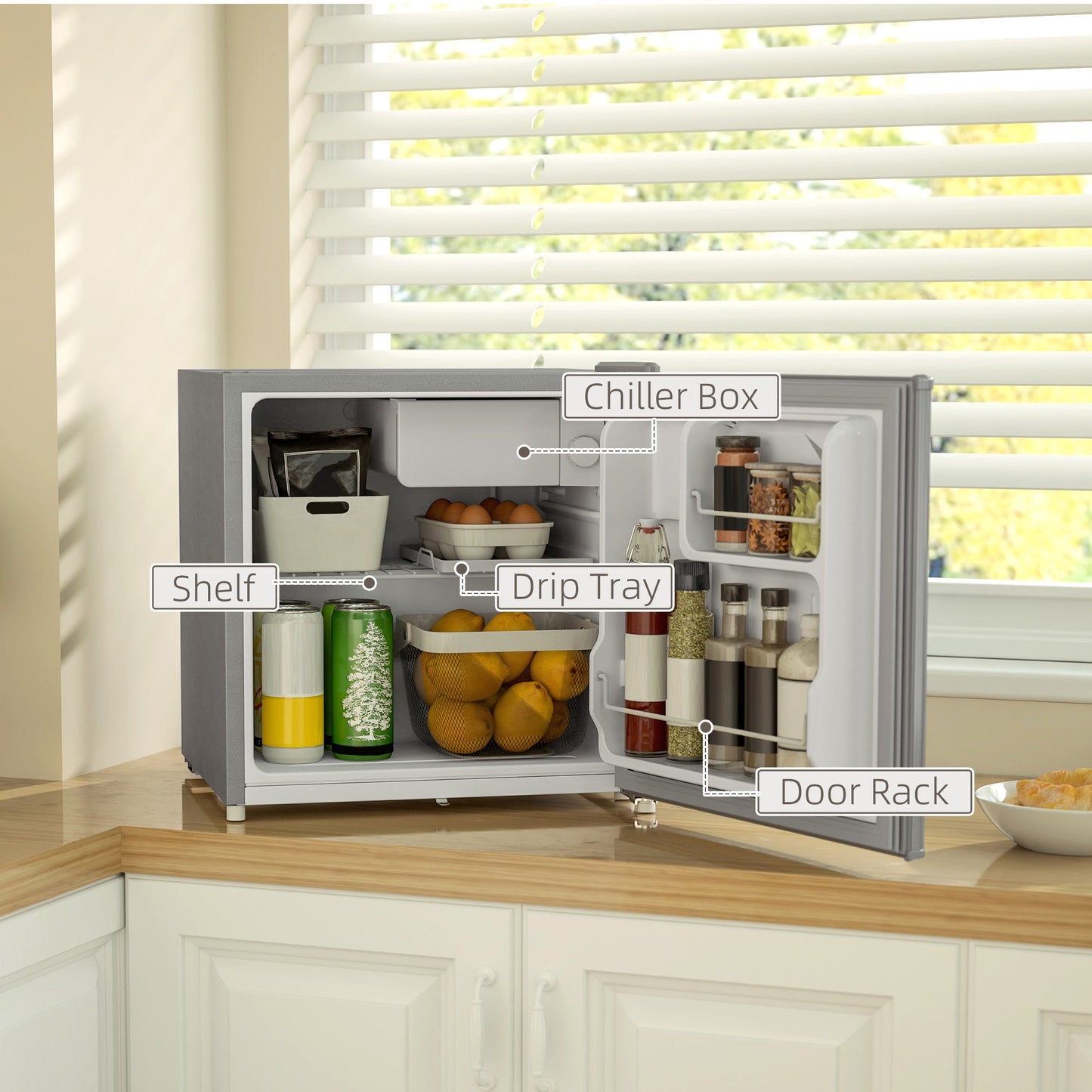 46 Litre Lockable Countertop Fridge - Grey-4