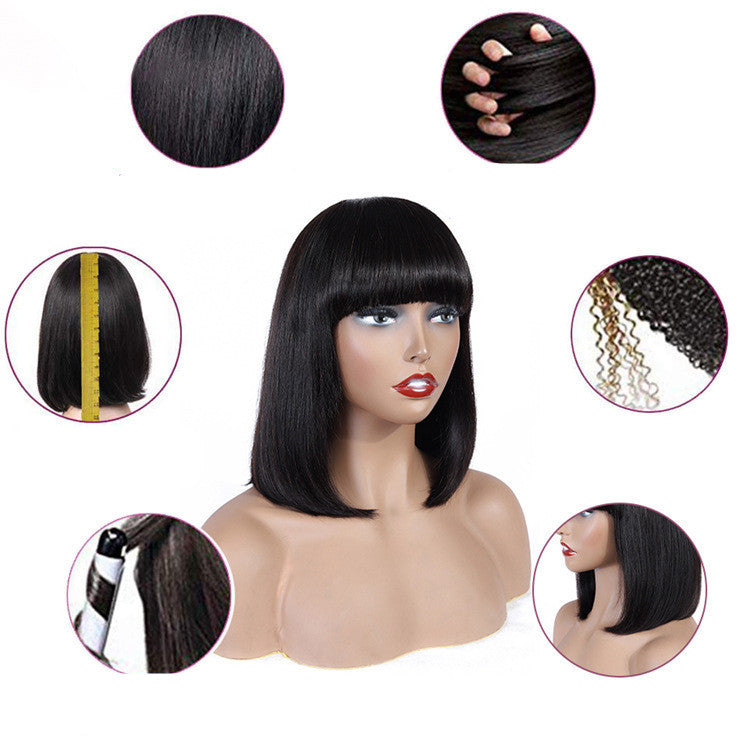Human Hair Bob Wig Headgear Woven Top Heart Is Natural And Realistic Store Hive UNIjuntos