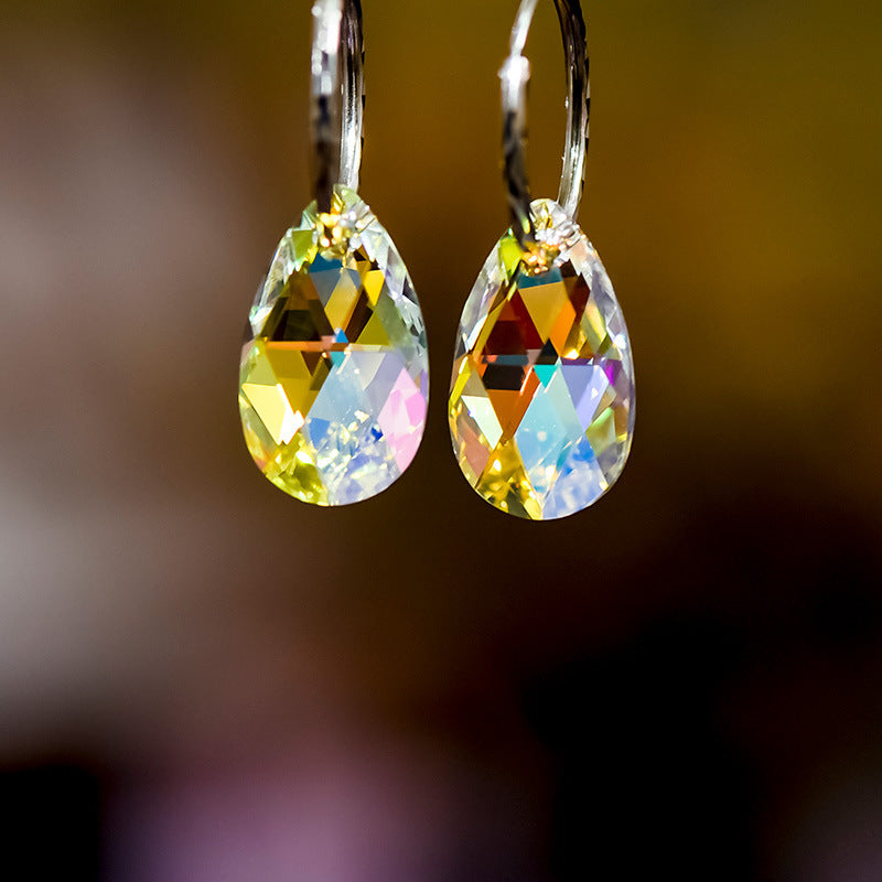 Silver-plated Needle Ornament Women's Crystal Earrings