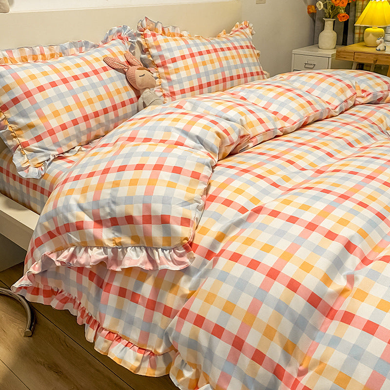 Princesse Style Quatre-pièce Lit Feuille Housse de couette Fille de Coeur Lit Couverture D'été Trois-pièce Costume