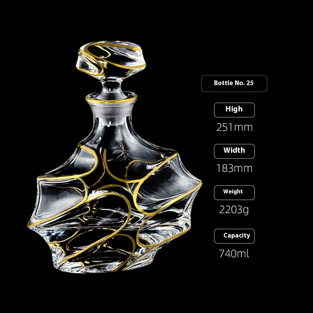 Gold Drawing Line Foreign Wine Bottle Crystal Glass Creative Whiskey Bottle