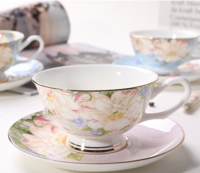 European Gold Foil Bone Porcelain Coffee Set Suit