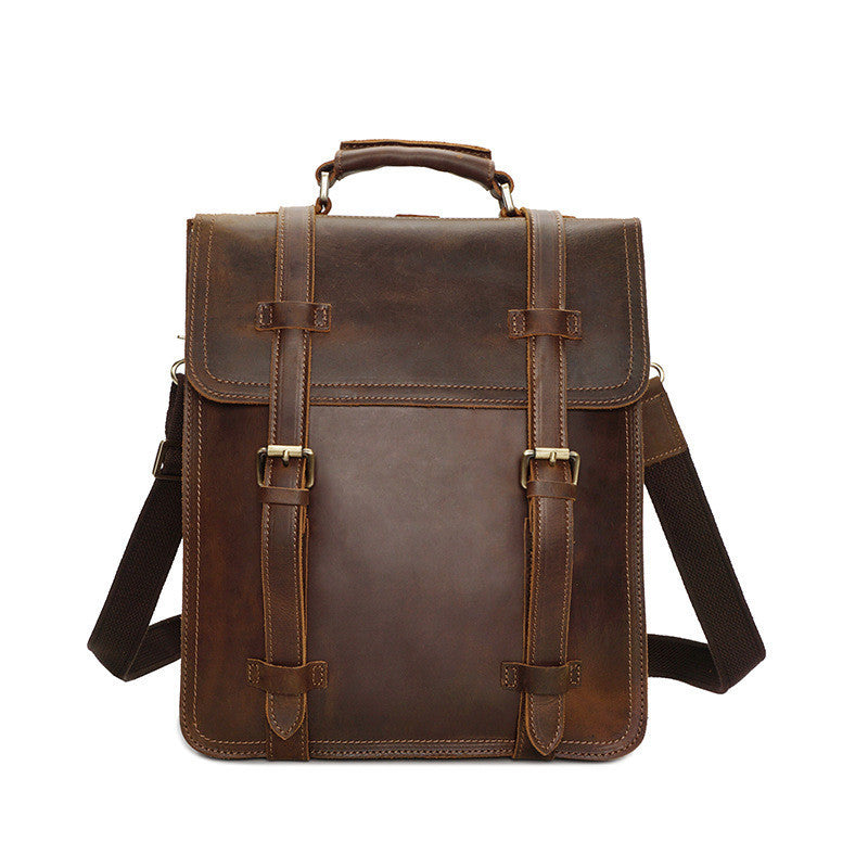 Men's Fashion Vintage Crazy Horse Leather Backpack