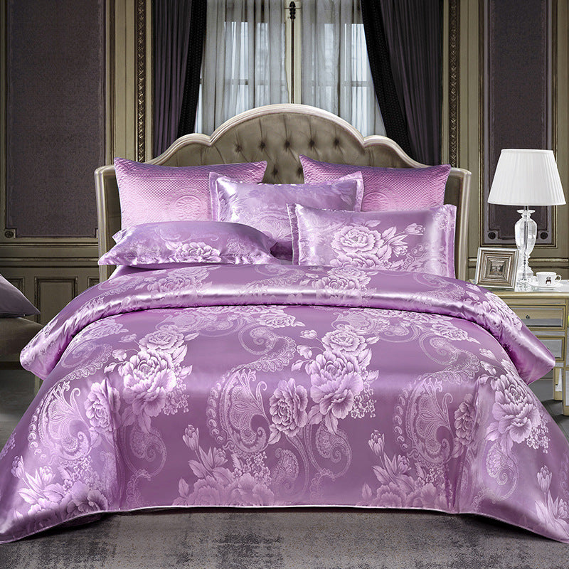 Ensemble de quatre pièces en Satin Jacquard de mariage de luxe léger européen