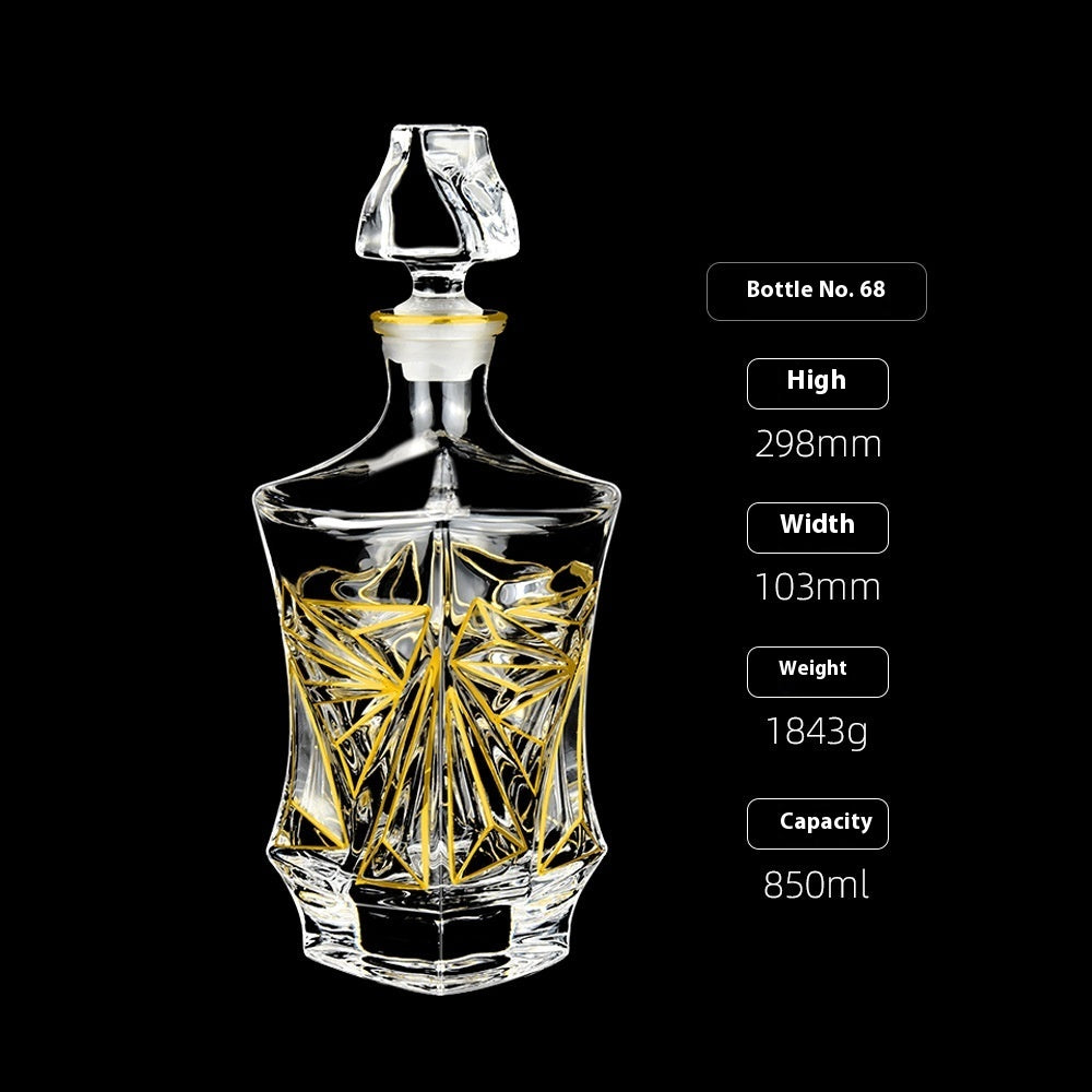 Gold Drawing Line Foreign Wine Bottle Crystal Glass Creative Whiskey Bottle