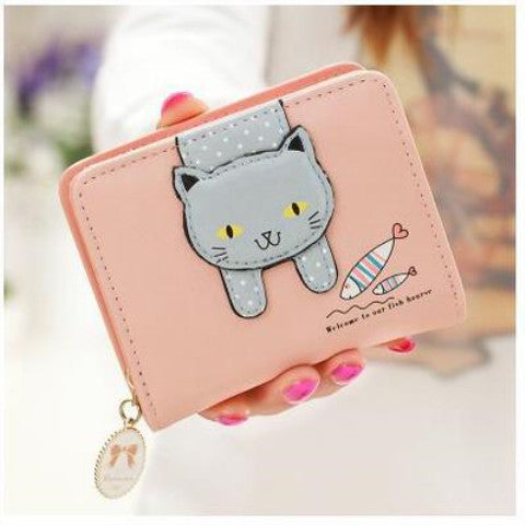 Short Cute Zipper Cartoon Cat Printing Student Coin Purse Store Hive UNIjuntos