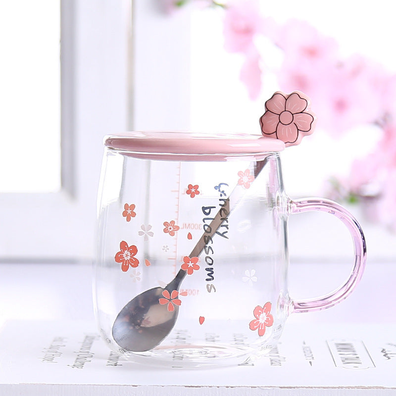 Household Glass Mug With Spoon Cover