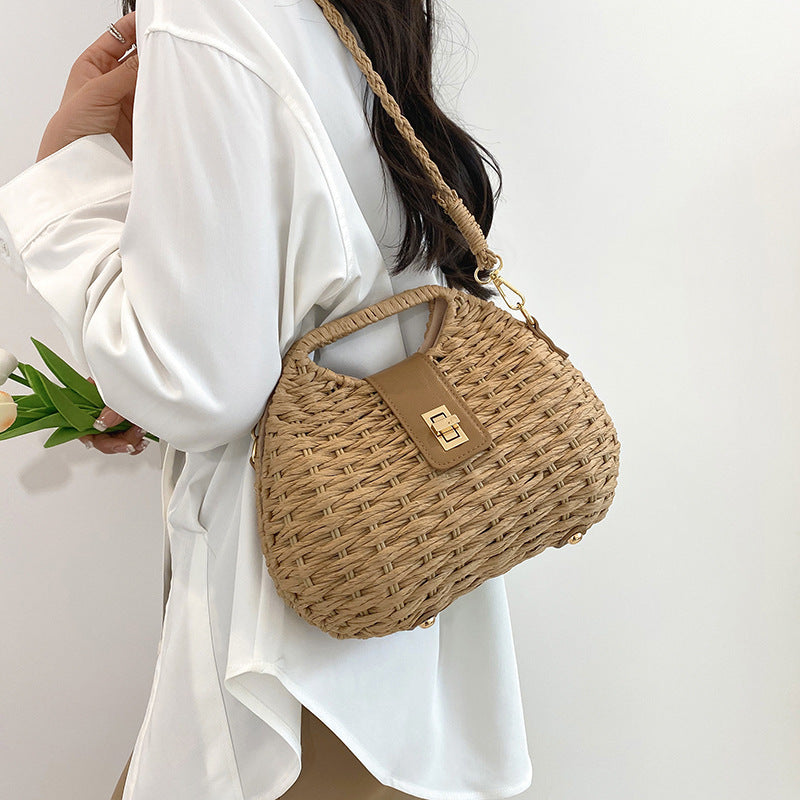 Women's Summer Woven Artistic Shoulder Bag