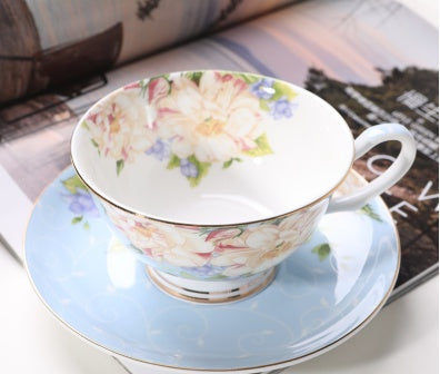 European Gold Foil Bone Porcelain Coffee Set Suit