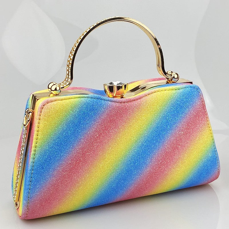 Women's Shiny Banquet Clutch Horizontal Square