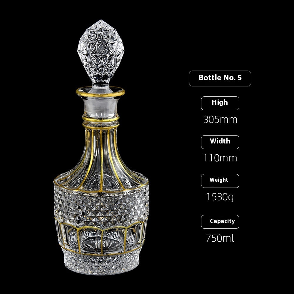 Gold Drawing Line Foreign Wine Bottle Crystal Glass Creative Whiskey Bottle