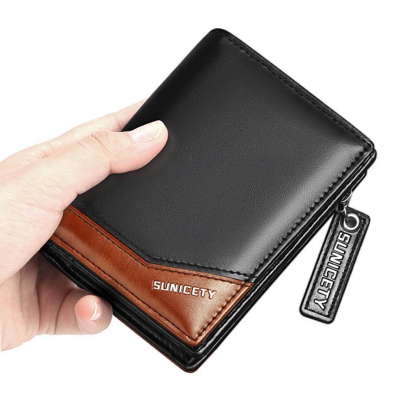 PU Leather Multifunctional Zipper Short Men's Wallet JFA UNIjuntos Entreprise