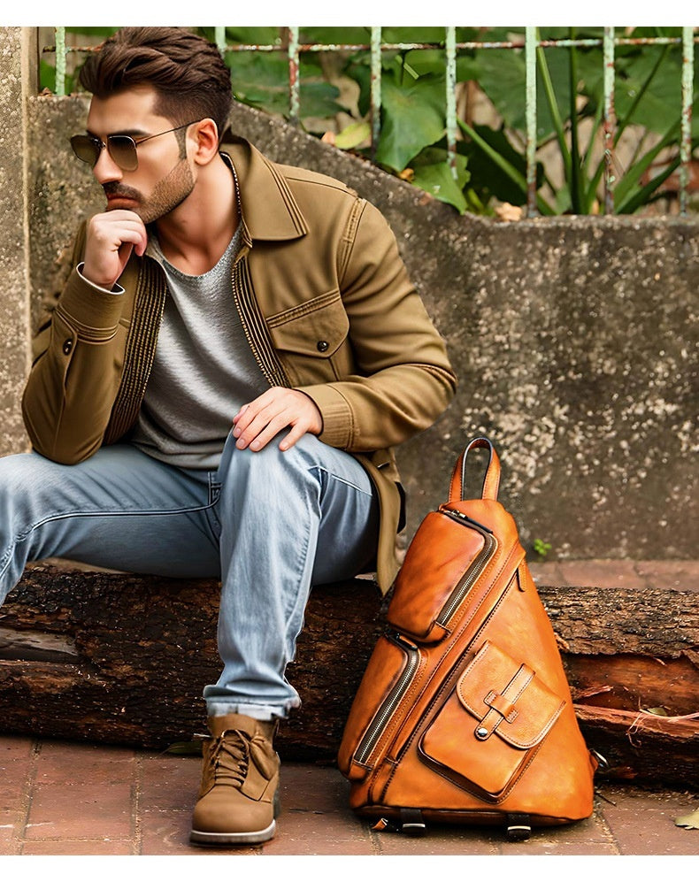 Casual Shoulder Crossbody First Layer Cowhide Sports Chest Bag JFA UNIjuntos Entreprise