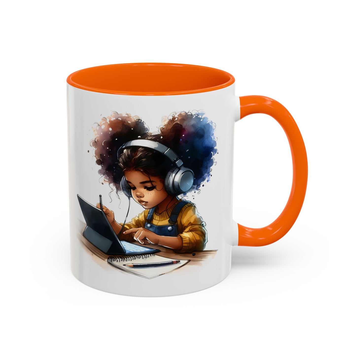 Vibrant Kid's Study Mug, Art Inspired Coffee Cup, Black Handle Tea Mug, Creative Gift for Students, Birthday Present