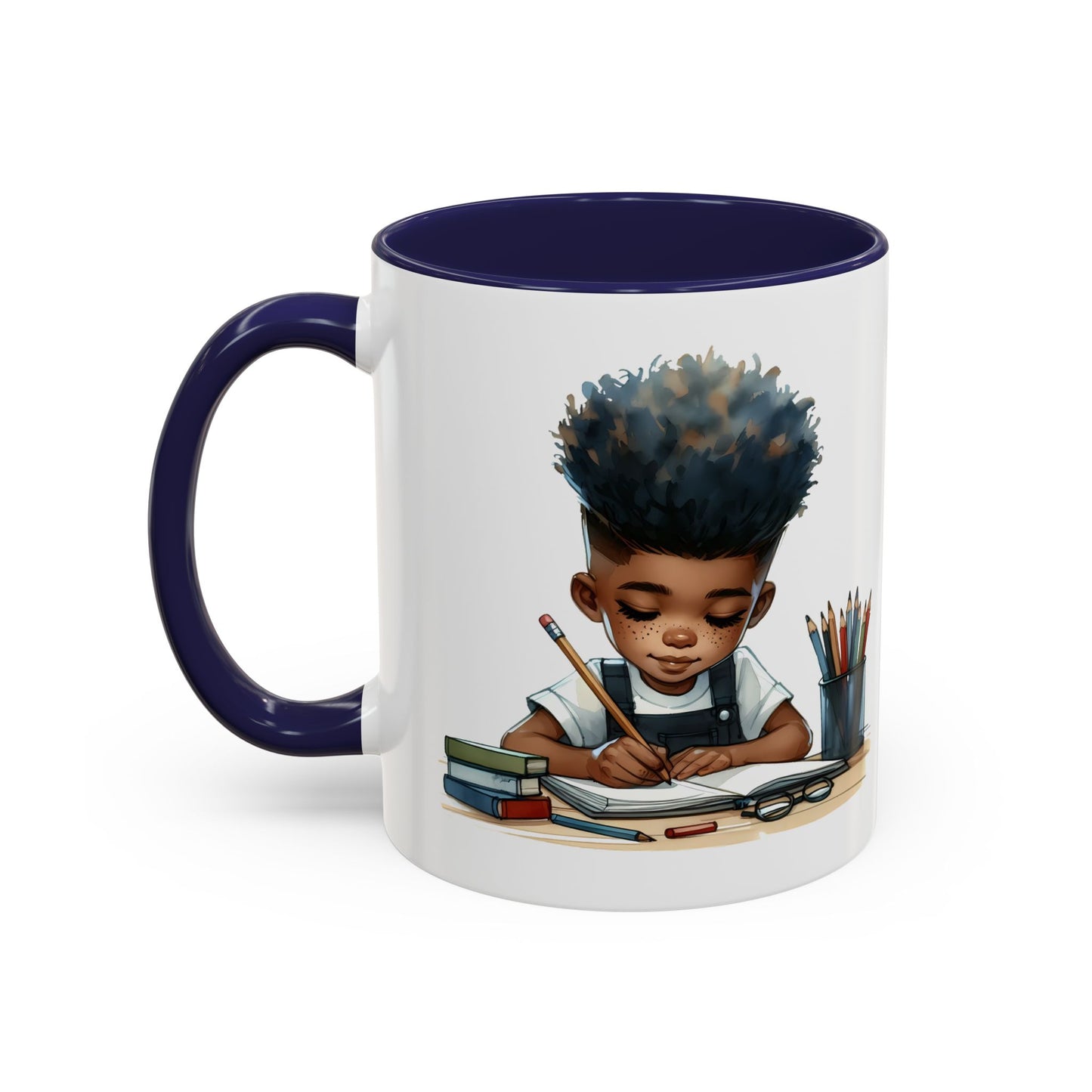 Creative Kids Coffee Mug, Black Accent Mug, Cute Student Gift, Kids Artwork Mug, Back-to-School Coffee Cup, Educational Gift Idea