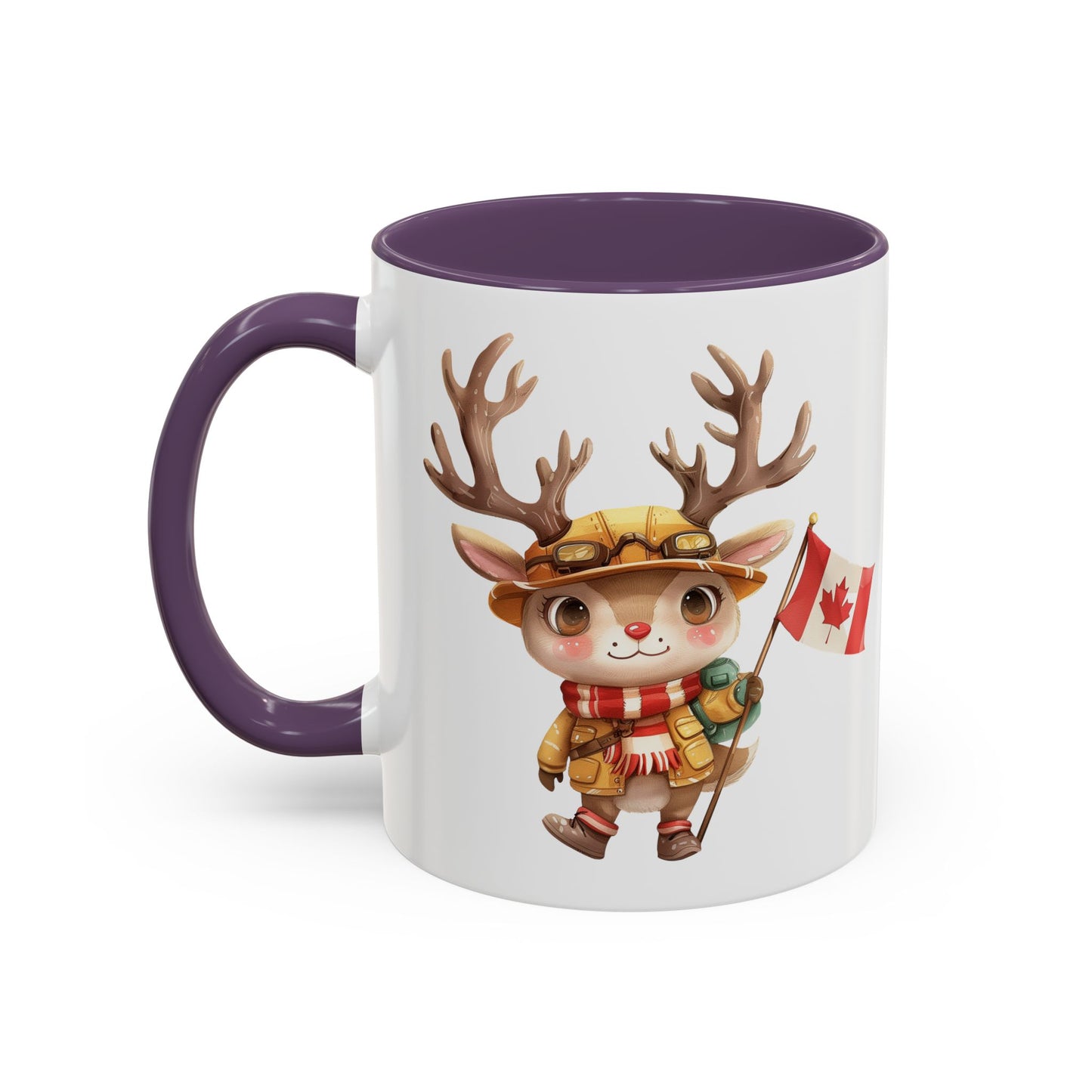 Cute Canadian Reindeer Mug, Accent Coffee Cup for Animal Lovers, Holiday Gift, Cute Kitchen Decor, Seasonal Drinkware