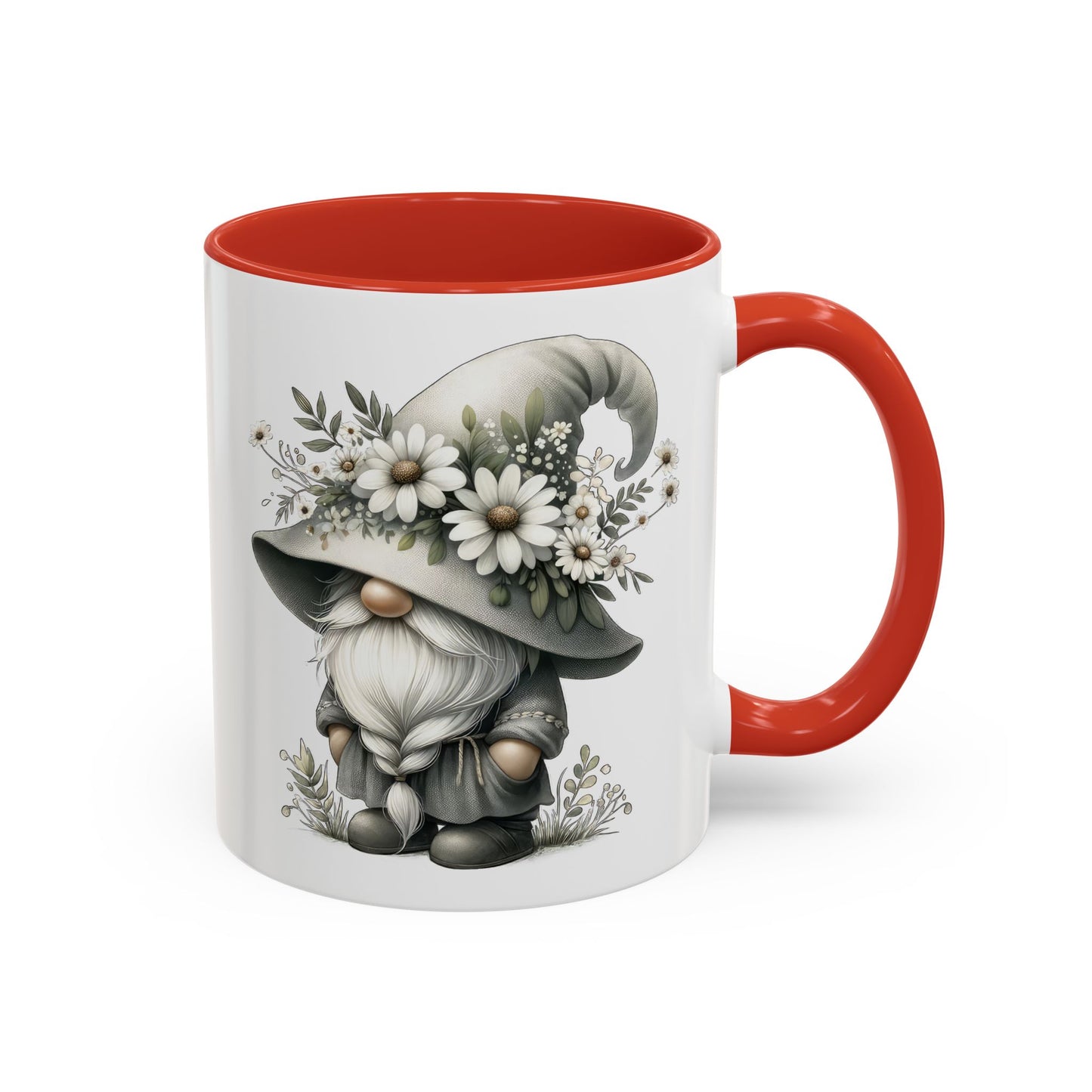 Whimsical Gnome Coffee Mug, Cute Floral Mug, Gift for Garden Lovers, Accent Mug for Coffee, Tea, and Hot Cocoa