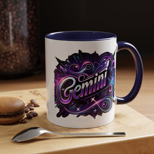 Gemini Accent Coffee Mug - Colorful Astrology Mug, Horoscope Gift, Zodiac Lover's Mug, Unique Coffee Cup, Personalised Birthday Gift