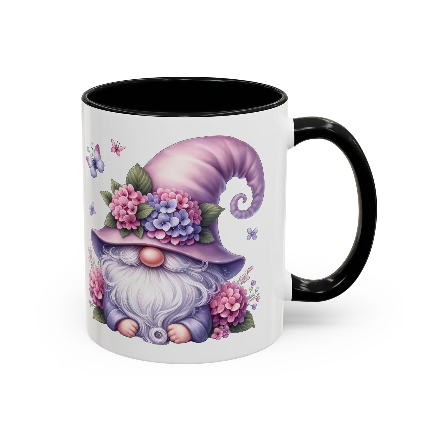 Gnome Floral Accent Coffee Mug, Cute Gnome Mug, Gift for Garden Lovers, Mother's Day Coffee Cup, Spring Decor, Personalized Mug