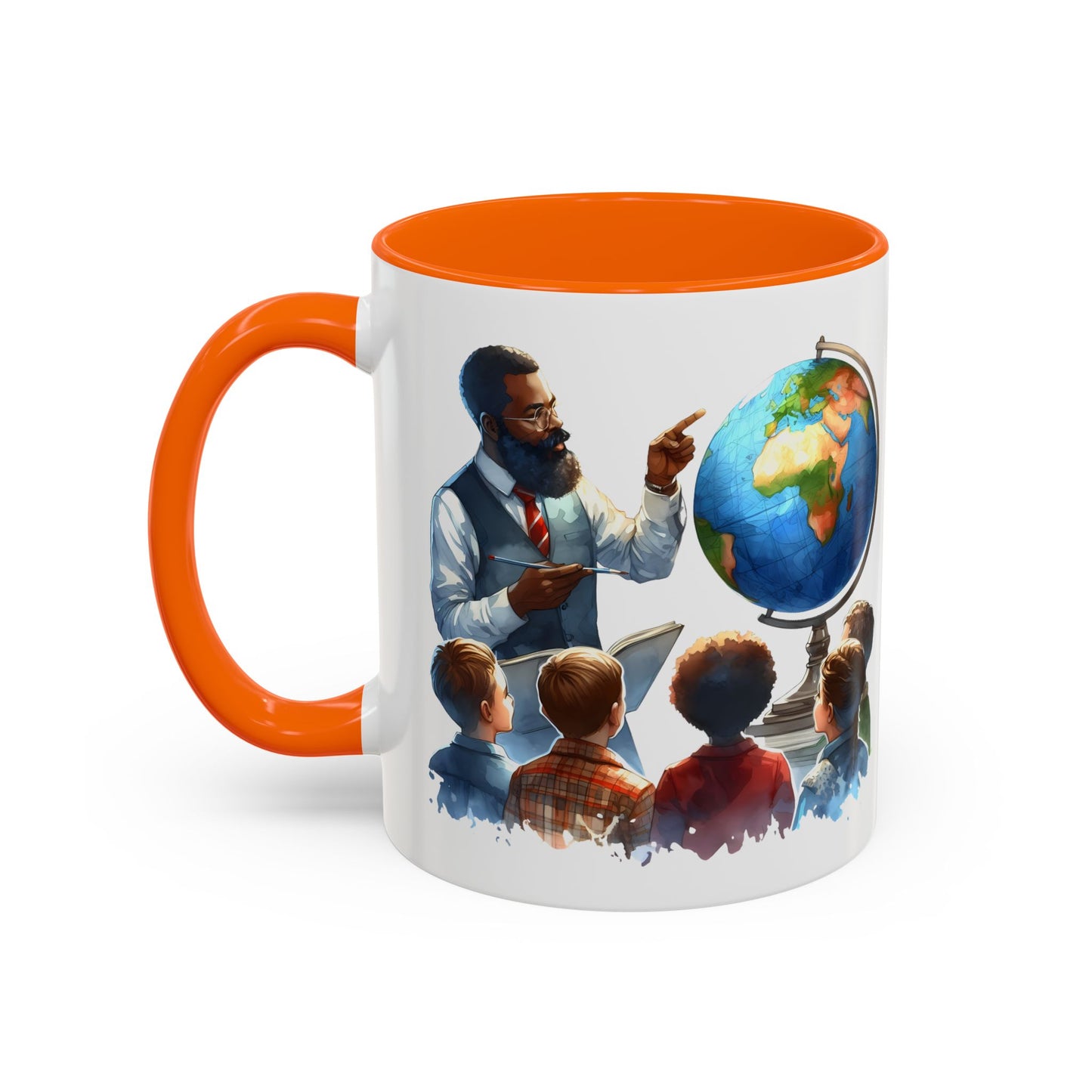 World Teacher Accent Coffee Mug - Inspiring Gift for Educators, Classroom Decor, Study Sessions, Teacher Appreciation, Travel Enthusiasts