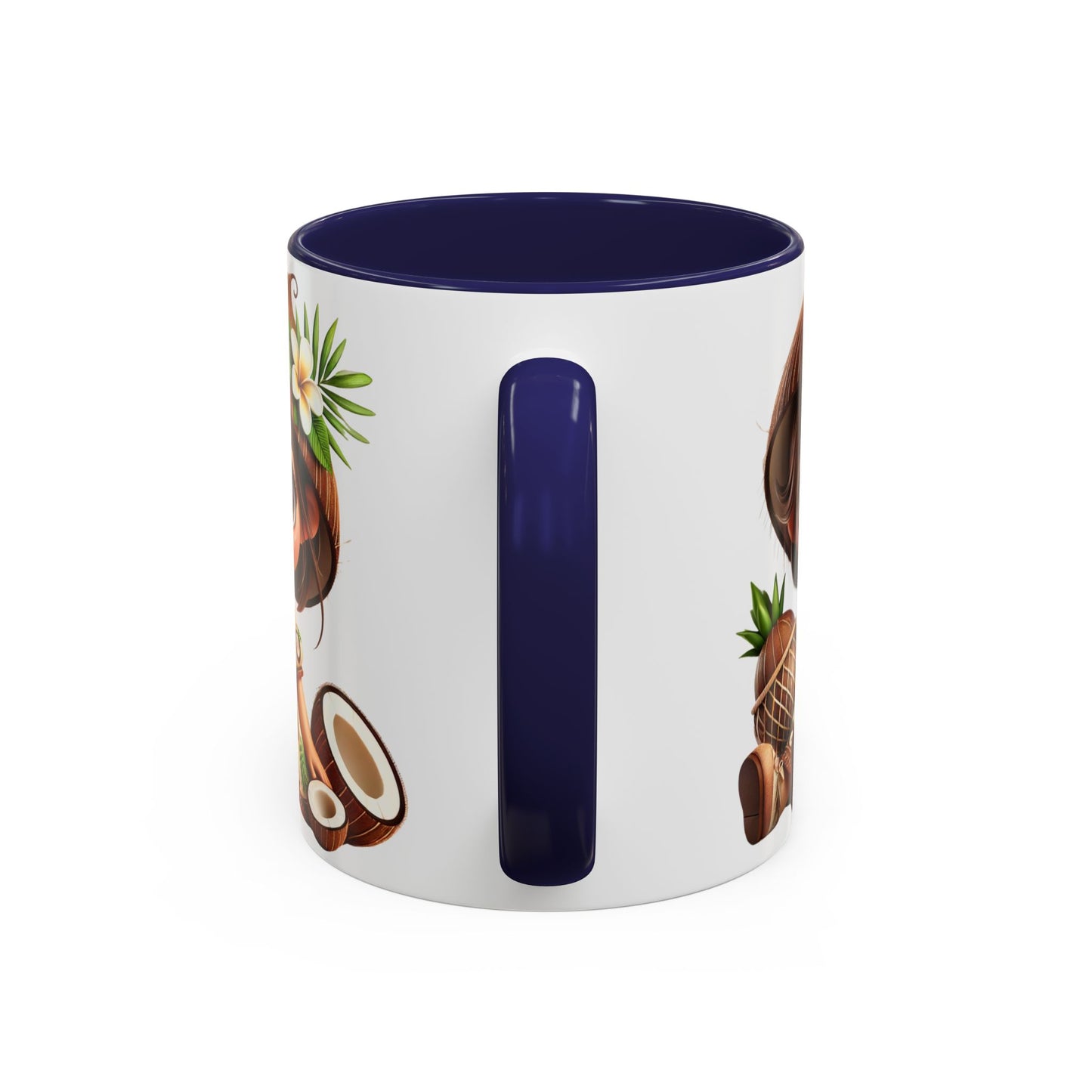 Tropical Kid's Accent Coffee Mug - Cute Animated Design with Pineapple & Coconut