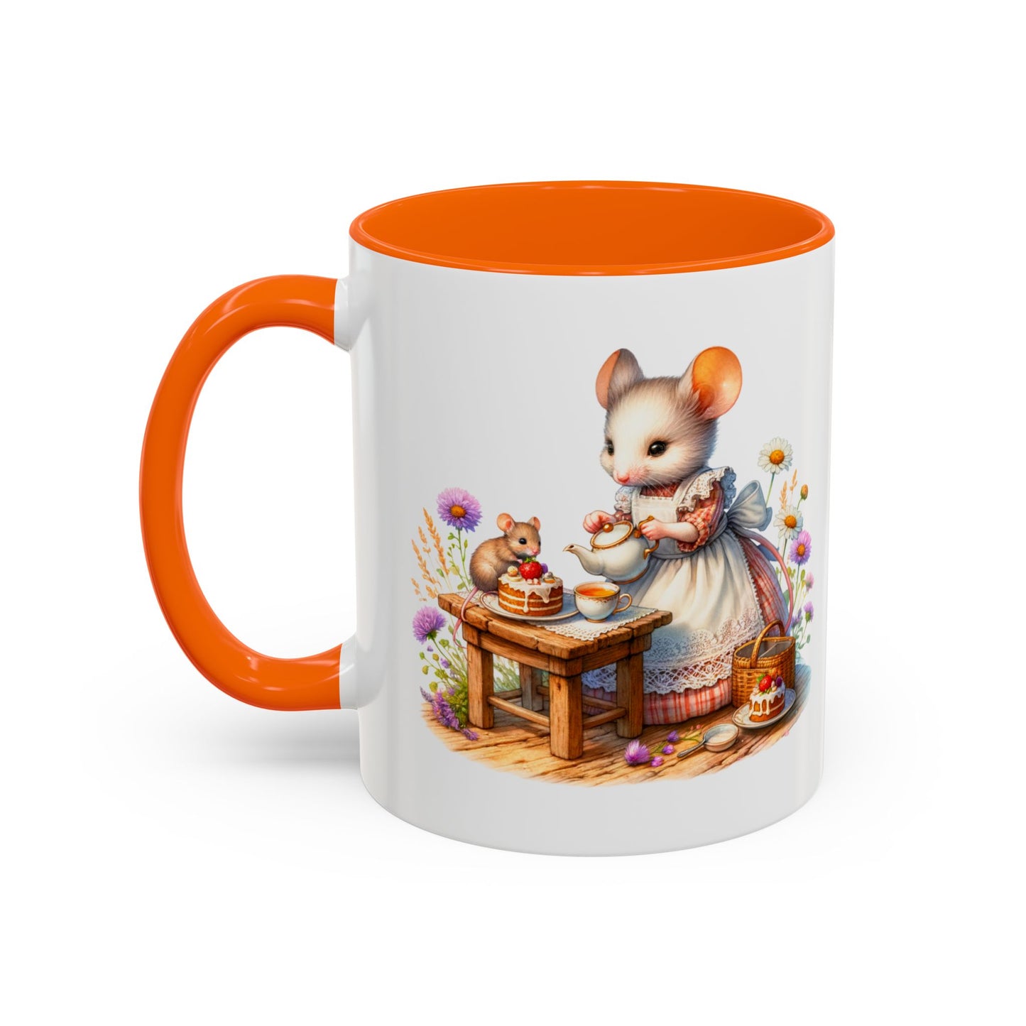 Adorable Mouse Kitchen Coffee Mug, Cute Animal Mug, Gift for Baking Lovers, Cozy Home Decor, Kitchenware, Tea Mug, Floral Design
